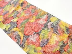 手織り真綿紬大花模様織出し名古屋帯